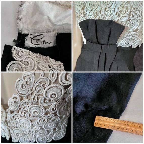 Sexy Inky Black Silk, Ivory Cotton Lace Bodice 19… - image 6