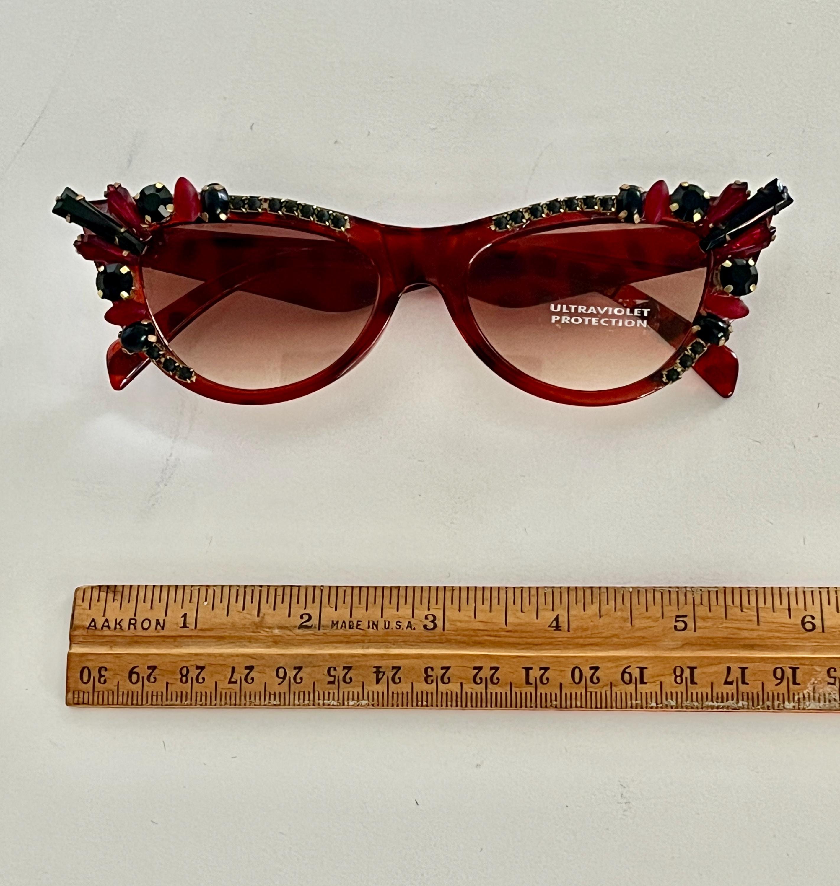 OOAK Hand Embellished, Jeweled Retro Cateye, Cat Eye  display picture 3