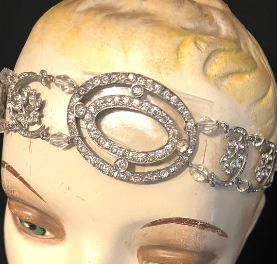 Antique 1920s Flapper Rhinestone Paste Headband, … - image 2