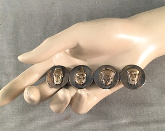 Rare 1930s Style Metal Specialty, Signed, Bar Pin, Brooch, The Four Immortals