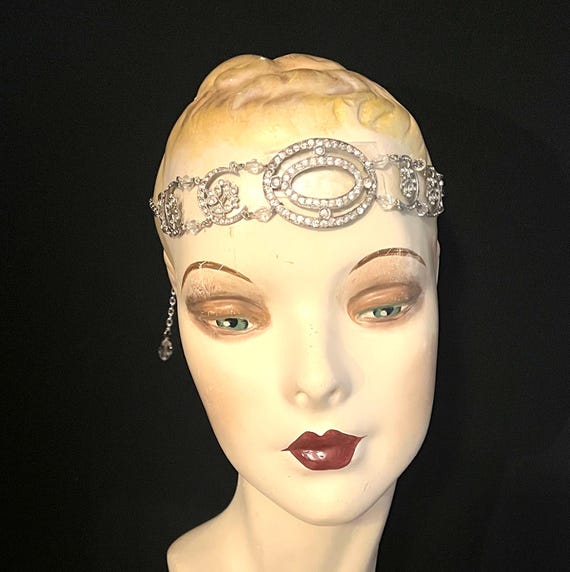 Antique 1920s Flapper Rhinestone Paste Headband, … - image 1
