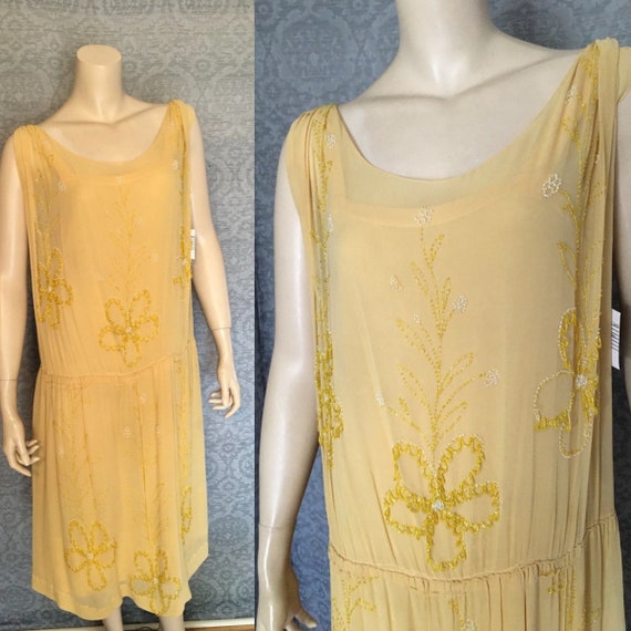 Charming 1920s Beaded Silk Chiffon Gatsby Occasio