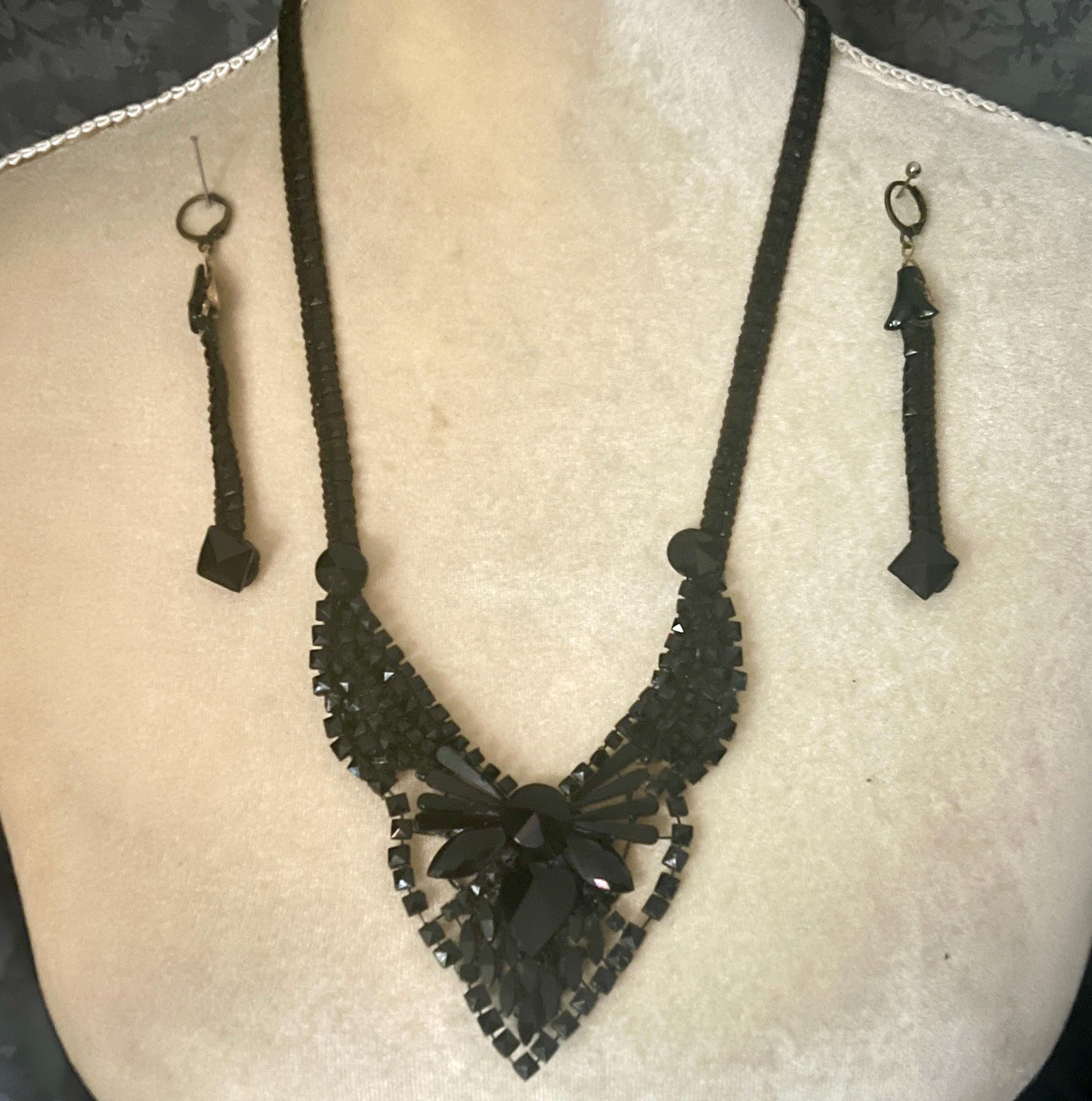 Collier à Franges En Jais Années 60 - Superbe état - Bijou Vintage - Sans Marque