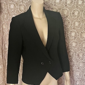 Inky Black 1980s Oleg Cassini Tailored , Menswear Tuxedo Style Jacket, Small - Medium