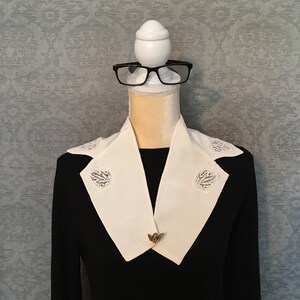 Notorious RBG  Collar - Charming Crisp Mid Century Bright White Cotton, Crocheted Inserts, Angel, Excellent, Justice !