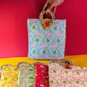 Pooja Return Gifts | Potli Bags for Return Gifts | Potli Bags with Zip | Bag + Blouse Piece + Bangles + Haldi Kumkum | Thambulam