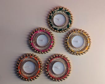 Pair of Diwali Tea Light Holders - Festive and Elegant