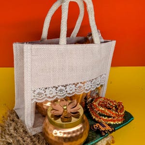 Jute Bags for Baby Shower Gifts, Housewarming | Pooja return gifts | Jute Bags | Thambulam