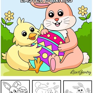 30 Coloring Pages - Easter Bunnies, Printable, Coloring Activity, Instant Download, Easter Coloring