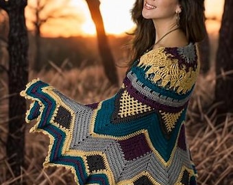 Tienes Razón - Patrón de Crochet para Chal o Manta Circular, Mandala, Boho, Archivo Digital, PDF