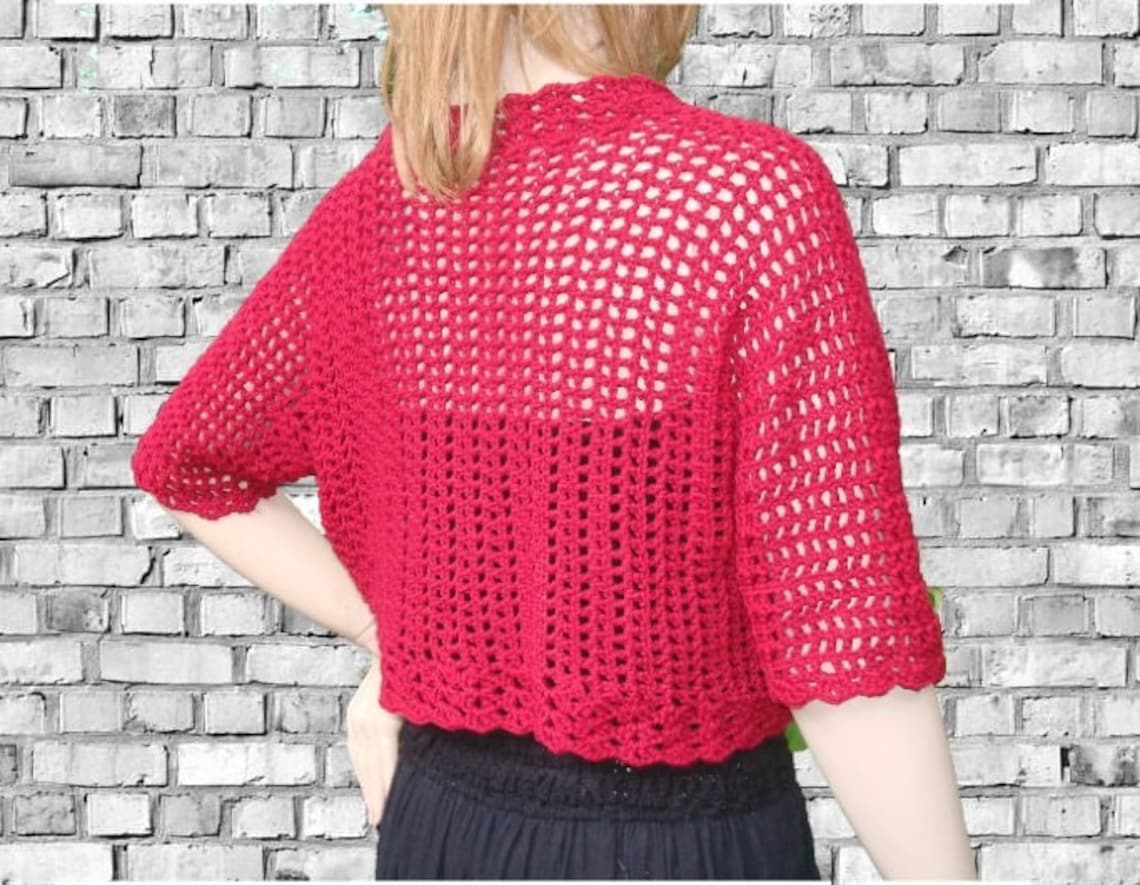 Short Sleeve Bolero Crochet Pattern Instant Download Digital PDF