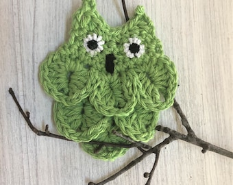 PATRÓN DE GANCHILLO - Apliques de búho con puntada de cocodrilo, guirnalda, álbum de recortes, decoración del hogar, adorno de ganchillo, envoltura de regalos - BRICOLAJE
