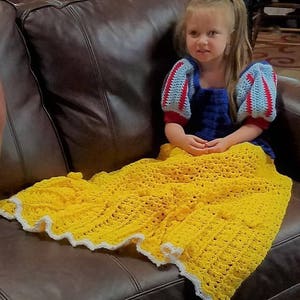 belle crochet dress blanket Princess Belle Dress Blanket, Crochet Pattern, Includes 3 Sizes. US and UK  Beginner. Printable Download