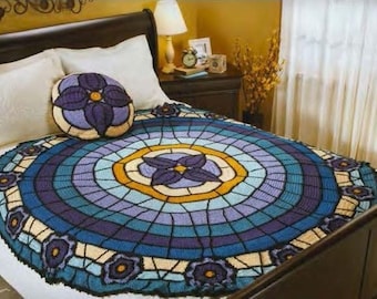 Vidrieras de Chartres - Patrón de crochet para afgano y almohada (digital, PDF, manta)