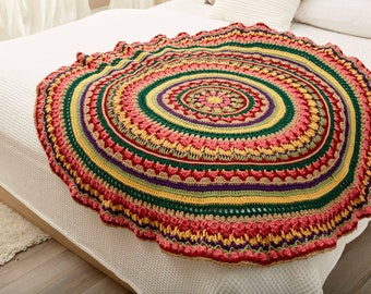Circular Mandala Afghan - Crochet Pattern, colorful, charts, Digital File, pdf, instant download