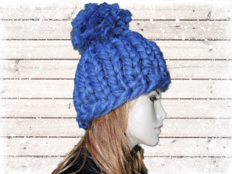 Super Bulky Women Beanie Chunky Knits Adult Super Chunky Pom Pom Hat Knitting Pattern Chunky Knit Hat Pattern Men