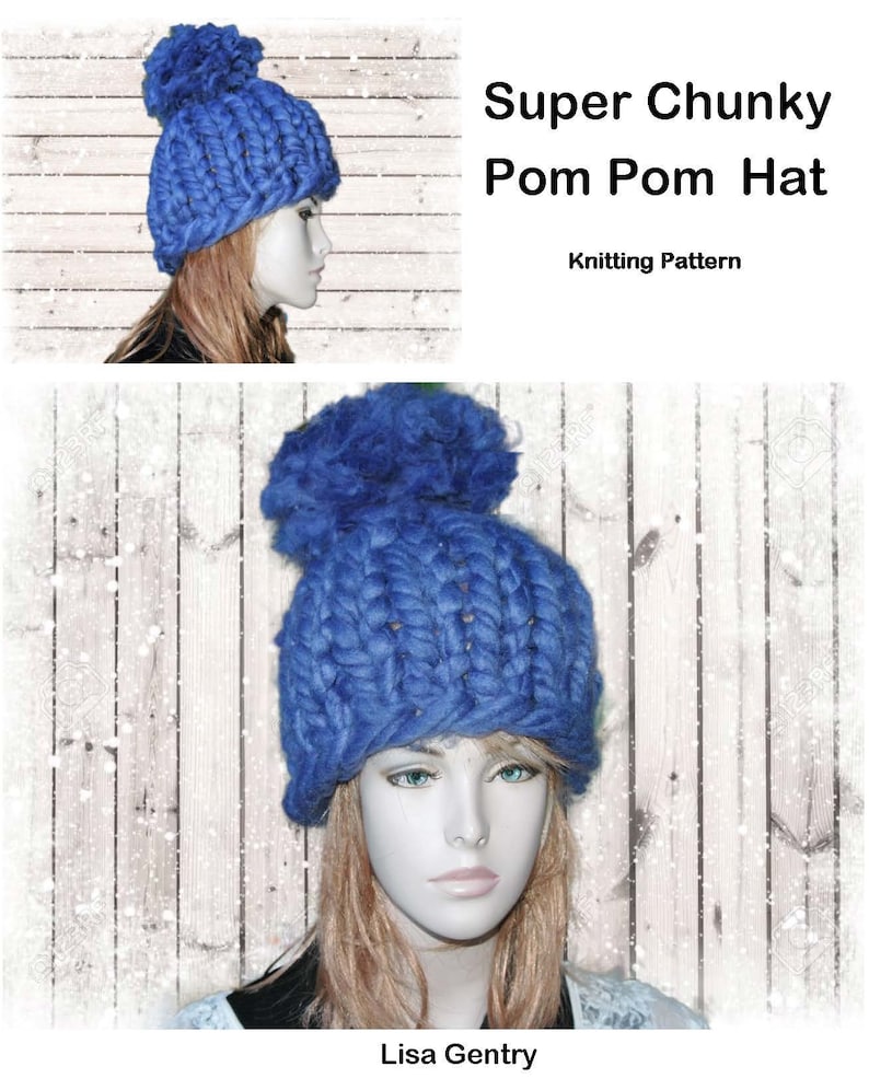 Super Bulky Women Beanie Chunky Knits Adult Super Chunky Pom Pom Hat Knitting Pattern Chunky Knit Hat Pattern Men