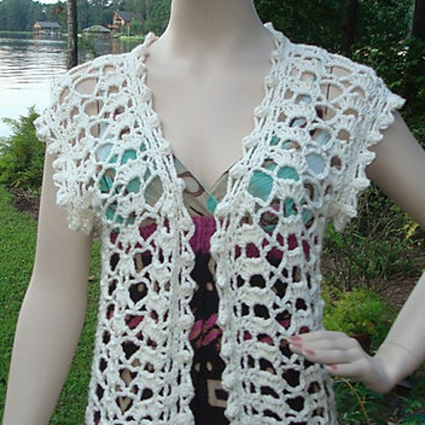 Lady's Lace Vest - Crochet Pattern Instant PDF Digital Download