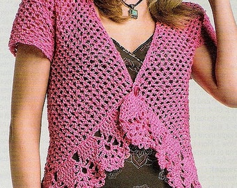 One Button Bolero - Crochet Pattern - Instant Download, Digital, PDF