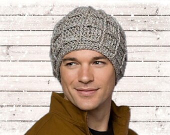 Patrón de gorro de ganchillo cuadrado / Gorro de invierno fácil y rápido de tejer / 4 tallas / Descarga digital instantánea
