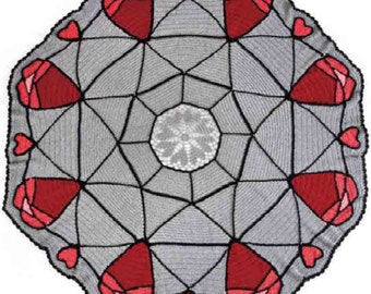 Manta afgana de corazones mosaico - Patrón de ganchillo, pdf, descarga digital, manta.