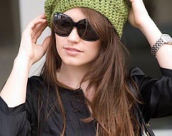 Patrón de crochet para gorro holgado ecológico, diseño de gorro sostenible, descarga digital en PDF, manualidades elegantes para el invierno