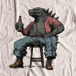 Godzilla Shirt, Vintage Godzilla T-Shirt, Retro Grunge Monster Tee, Kaiju Drinking Shirt, 90s Aesthetic Graphic Tee, Japanese Monster Merch