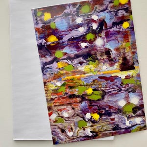 Carte postale représentant une peinture de Mary Zeran violette à pois jaunes