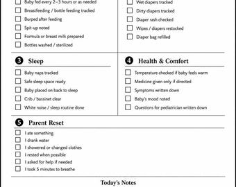 New Parent Daily Survival Checklist Printable, Baby Care Checklist, Newborn Routine Tracker, Feeding Diaper Sleep Log, PDF Download