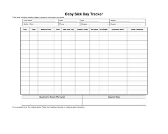 Baby Sick Day Tracker Printable, Fever and Medicine Log, Infant Symptom Tracker, Baby Health Chart, New Parent PDF Download