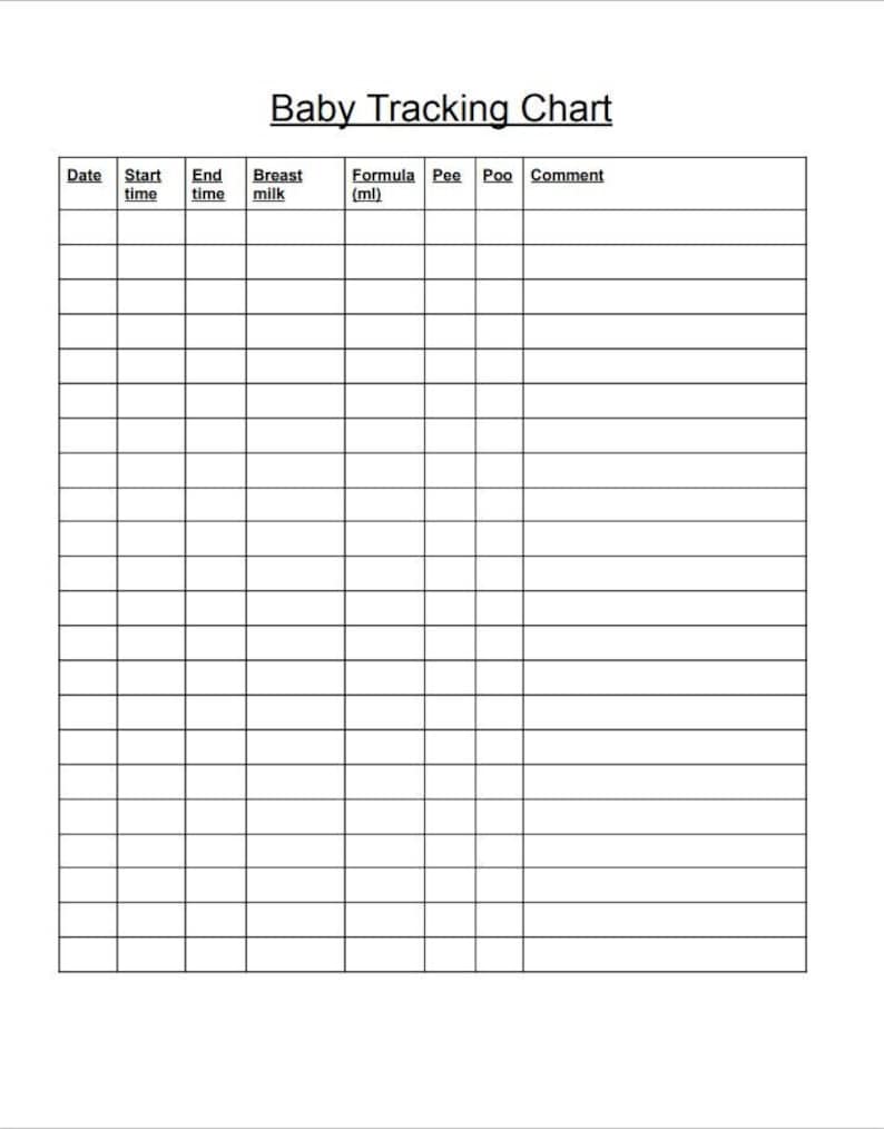 Baby Tracking Chart (printable) - Etsy