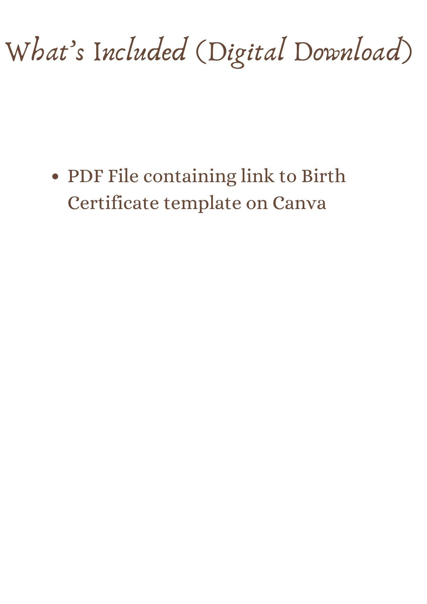 Customizable Baby Birth Certificate (on Canva) - Etsy - Create Birth Certificate Babies Name