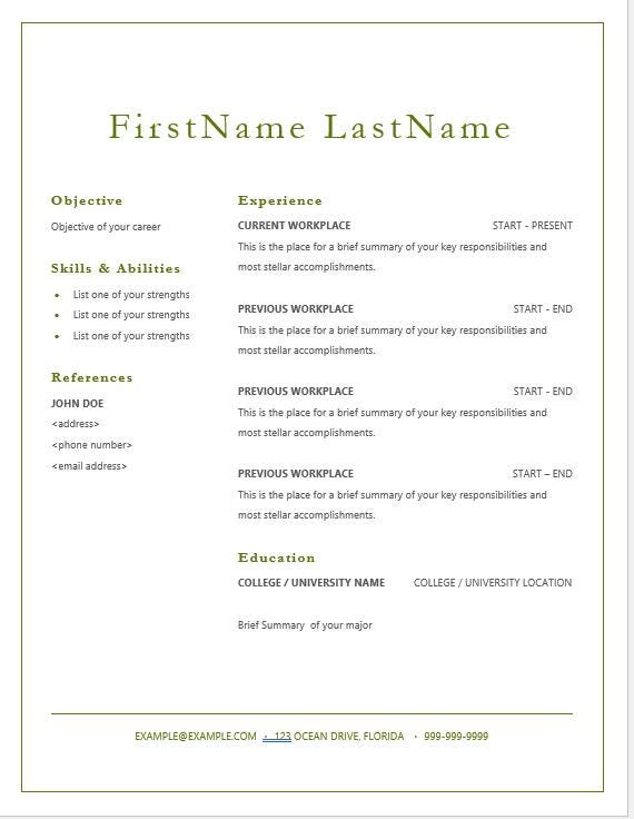 Microsoft Word Resume Templates (2) Etsy