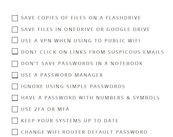 Personal Cybersecurity checklist