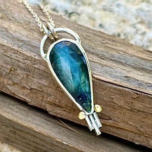 Green Sapphire Sterling Silver Pendant: Handmade Gemstone Necklace