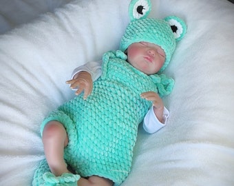 Charming 21 Reborn Baby Doll in Frog Outfit - Handmade Doll Clothes, Great Gift for Children