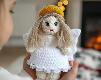 Personalized Crochet Angel Ornament Custom Name Plush Doll Handmade Christmas Tree Decor Memorial Gift