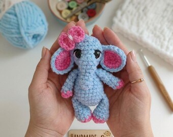 Personalized Elephant Keychain Backpack Charm for Girls School Bag Accessory Crochet Plushie Gift