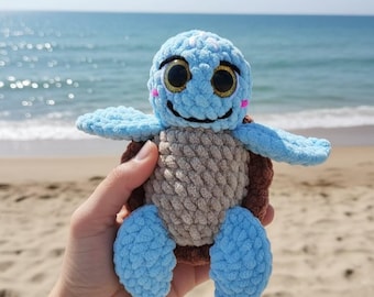 Crochet Turtle Plushie, Small Amigurumi Sea Turtle, Soft Toddler Sensory Toy, Kids Birthday Gift