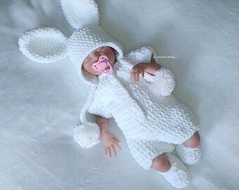 Cute 21" Reborn Baby Doll in Bunny Outfit - Realistic Sleeping Girl, Perfect Children's Play. Reborn clothes. Doll.