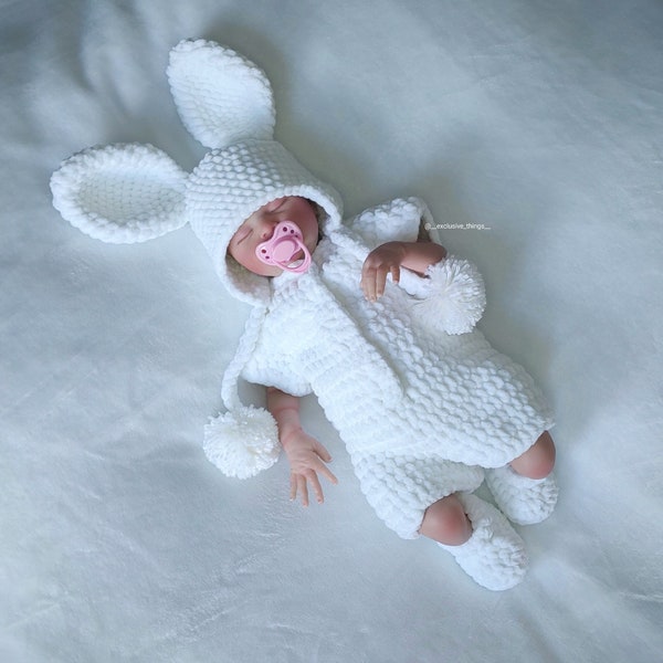 Cute 21" Reborn Baby Doll in Bunny Outfit - Realistic Sleeping Girl, Perfect Children's Play. Reborn clothes. Doll.