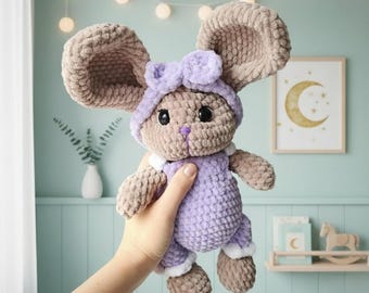 Crochet Plush Bunny Toy, Custom Baby Shower Gift, Stuffed Rabbit Amigurumi, Personalized Nursery Decor