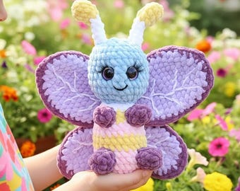 Plush Crochet Butterfly Toy Handmade Stuffed Animal for Baby Girl Nursery Decor Amigurumi Plushie