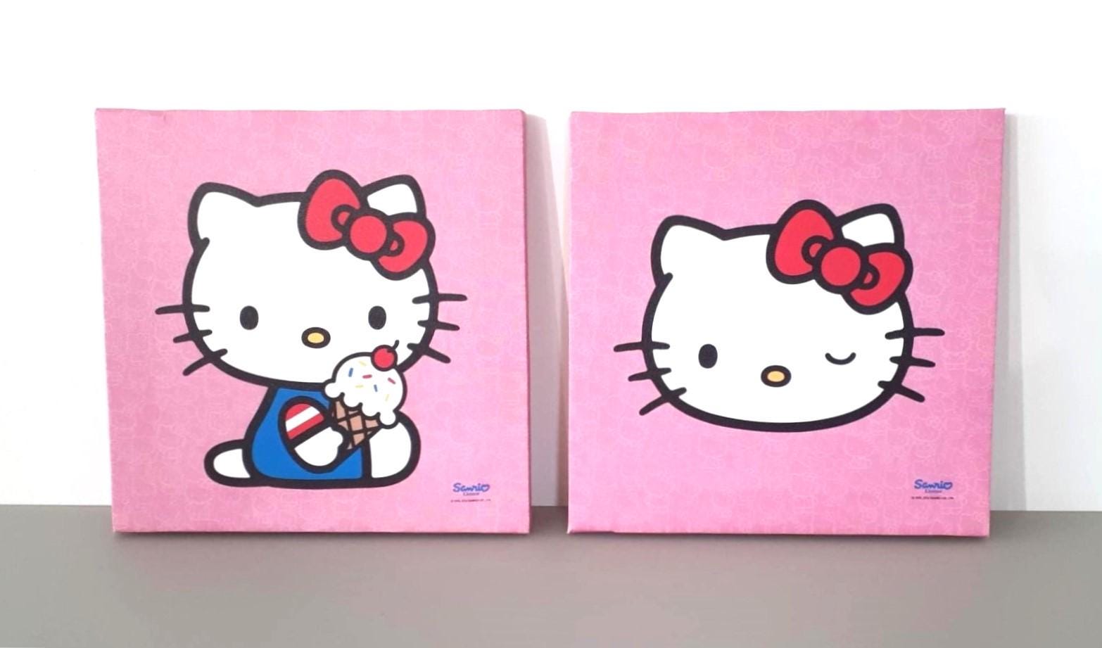 Marilynsjunkyard - ''HELLO KITTY'' Pair of Pink Mini Canvas Wall