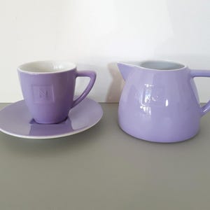 MarilynsJunkYard - Crémier Nespresso, tasse à café et soucoupe vintage en lilas pastel, fabriqué en Allemagne