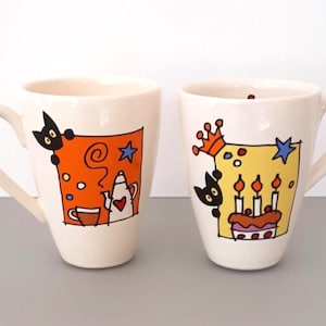 MarilynsJunkYard - Tazze da caffè Douwe Egberts emesse in occasione del 75° anniversario del programma punti fedeltà DE - Design di Judith Rigter 1999 - Set di 2