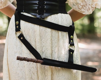 Witch wand holder, Wand belt holder, Leather wand holder, Leather wand sheath, Cosplay wand holster, Leather wand holster, Wizard staff