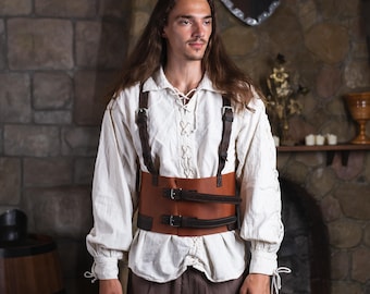 Armor belt, Medieval leather armor,Cosplay belt, Wide leather corset belt, Medieval corset belt, Suspender belt, Men's cosplay costume