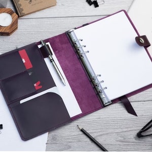 Agenda de fichário A5, pasta de negócios A5, portfólio de couro personalizado, fichário de 6 argolas, fichário de 3 argolas, capa de fichário A5, caderno de fichário