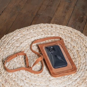 Phone bag purse, Crossbody phone bag, Leather phone bag, Leather phone pouch, Cell phone purse, Brown phone bag, Phone crossbody case